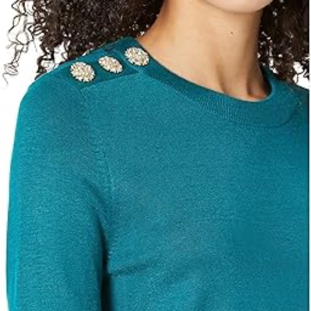 Lilly Pulitzer Rebecca Embellished Emerald Green Sweater, Sz S, like new!